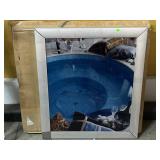 Metal light up pool sign, approx 23x28in