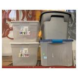 4 storage bins. Longest approx 23 inches. Tallest