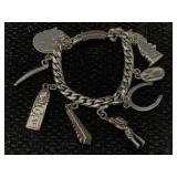 Sterling Silver Bracelet W/charms, Tw 50.6g Sz 7in