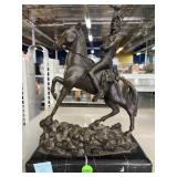 Native Sculpture with Horse. Approx 9x13x5.