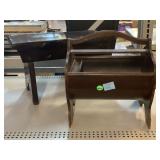 Wooden Sewing Caddy & Stool. Largest Approx 10in