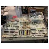Large collection of Fishing tackle boxes w/lure,