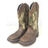 Justin Leather/Camo Western Boots Sz 6B. Like New