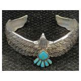 Sterling Silver Eagle Cuff Bracelet, Tw 45g, Sz 2ï¿½