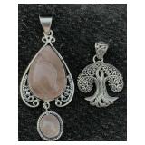 2 Sterling Silver Pendants, Tw 27.2g, Sz 2ï¿½in Tall