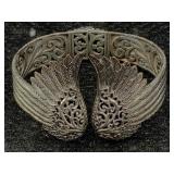 Sterling Silver Cuff Bracelet W/wings, Tw 51g, Sz