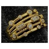 Jtv Sterling Silver Ring W/18k Gold-plated Tw 4.5g