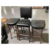 3 Bar stools, one has a back, approx 46in tall
