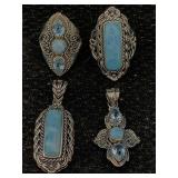2 Sterling Silver Rings & Pendants, Tw 26g, Sz 7 &