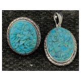Sterling Silver Ring & Pendant Set, Tw 30g, Sz 8 &