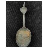 Sterling Silver Spoon W/scene Carved, Tw 27.4g, Sz