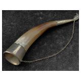 White Brass Decorative Horn, Approx 10in Long