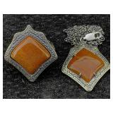 Sterling Silver Ring & Pendant Set, Tw 19.5g, Sz 7