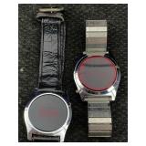 2 Red Led Quartz Watches, Not Currently Running