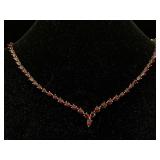 Jtv Red Garnet Rhodium Sterling Silver Necklace,