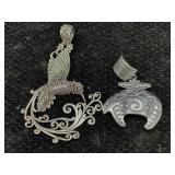 2 Sterling Silver Pendants, Tw 28.8g, Sz 2ï¿½in