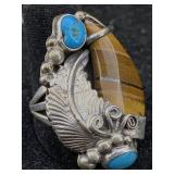 Sterling Silver Indian Ring W/stones, Tw 15.2g,