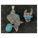 Sterling Silver Eagle Ring & Pendant, Tw 31.4g,