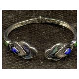 Sterling Silver Cuff Bracelet W/gemstone, Tw 26.8g