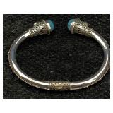 Sterling Silver Cuff Bracelet W/gemstone, Tw 20.6g
