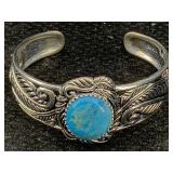 Sterling Silver Cuff Bracelet W/gemstone, Tw 39.1g
