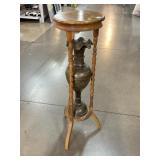 Wood plant stand w/vase in center, approx 12x40in