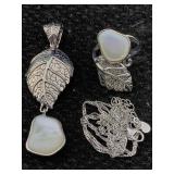 Sterling Silver Ring & Necklace Set, Tw 16.8g, Sz