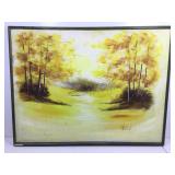 Signed MCM Autumn Landscape Painting On Canvas in
