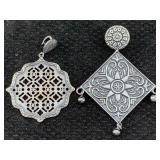2 Sterling Silver Pendants W/gemstones, Tw 29.8g,