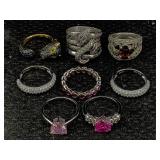 8 Sterling Silver Rings W/gemstones, Tw 30g, Sz 7