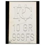 10 Grain Silver Bar .999 Fine Silver In Case