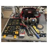 Assorted tools incl, bench grinder, screwdriver