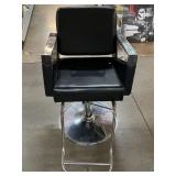Black Salon Chair w/metal arms, approx 24x39in