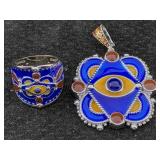 Sterling Silver Ring & Pendant Set, Tw 31g, Sz 8 &