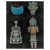 2 Sterling Silver Rings & Pendants Set, Tw 44g, Sz