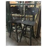 Black wood Swivel high chairs, need some TLC,