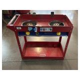 Custom made gas stove mounted in cart base, no