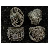 4 Sterling Silver Rings, Tw 44.5g, Sz 7, 7.5 & 8,