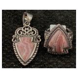Sterling Silver Matching Ring & Pendant, Tw 28.8g,