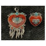 Sterling Silver Ring & Pendant Set, Tw 25.8g, Sz 7