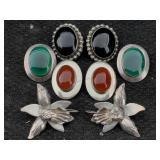 4 Sterling Silver Earrings, Tw 50g, See Photos