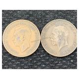 1934 & 1945 One Penny United Kindom Coins