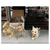 Box of Safety Pins, Desk Organizers, and Decor.
