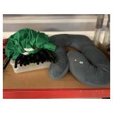 Green Photography Backdrop and Large Body Pillow.