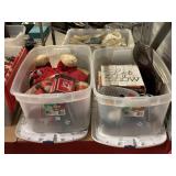 3 Storage Containers with Lids and Contents.