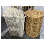 2 Wicker baskets w/lids, approx 18x18x26in
