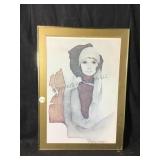 This vintage lithograph titled Simone by artist