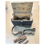 Vtg Wood Crate with Old Leather Straps