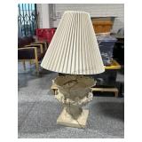 Composite Floor lamp w/large shade, approx 46in