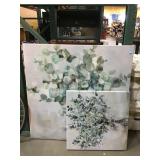 2 Plants prints in canvas, approx 37x37in